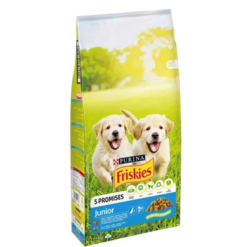 Friskies Junior száraz táp kölyök kutyáknak csirkével, zöldséggel és tejjel