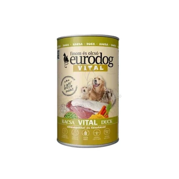 Euro Dog Vital konzerv kutyáknak 1240g kacsa ízesítés 60% hústartalom